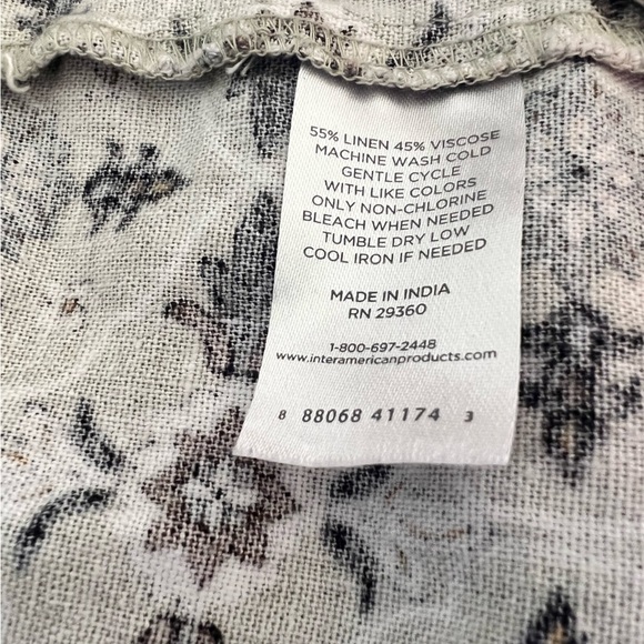 dip Large Linen Green Ditzy Floral Sleeveless Ruffle Tiered Prairie Boho Dress - Picture 8 of 9